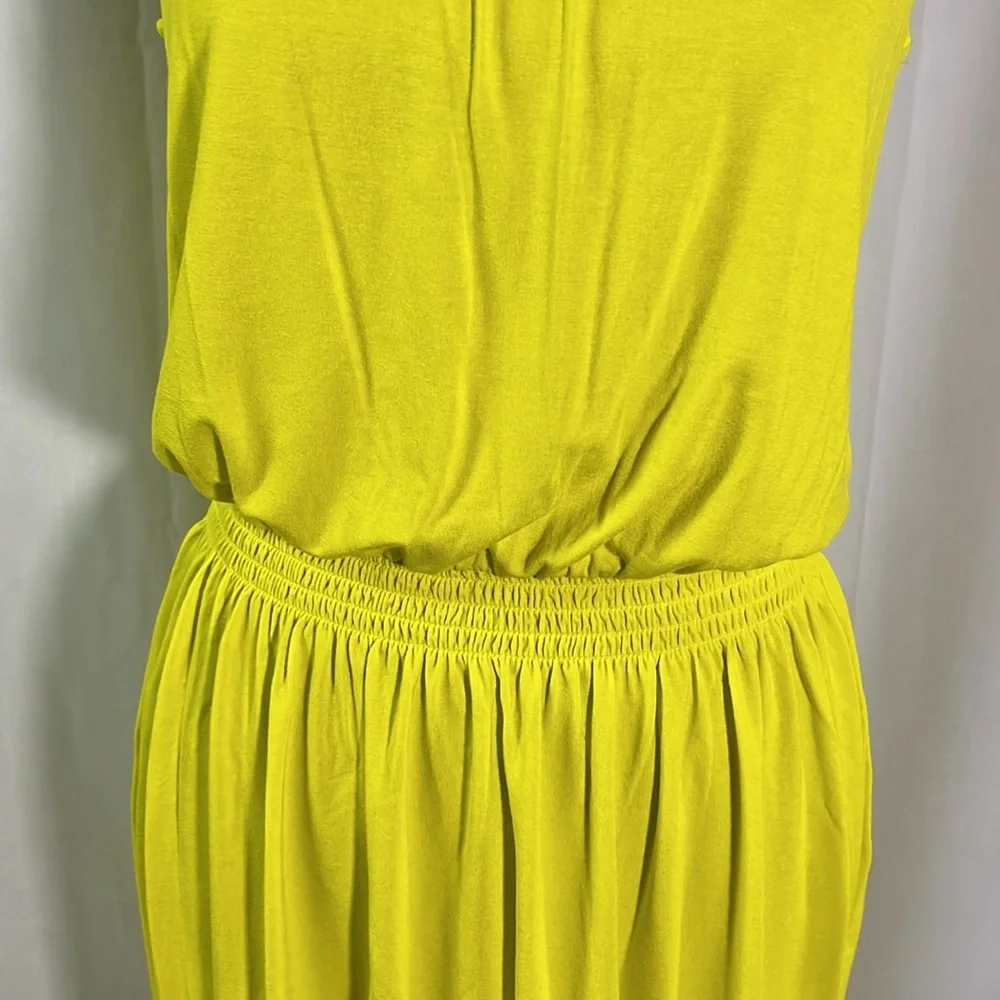 NWT Banana Republic Factory Chartreuse Sleeveless Smocked Waist Dress